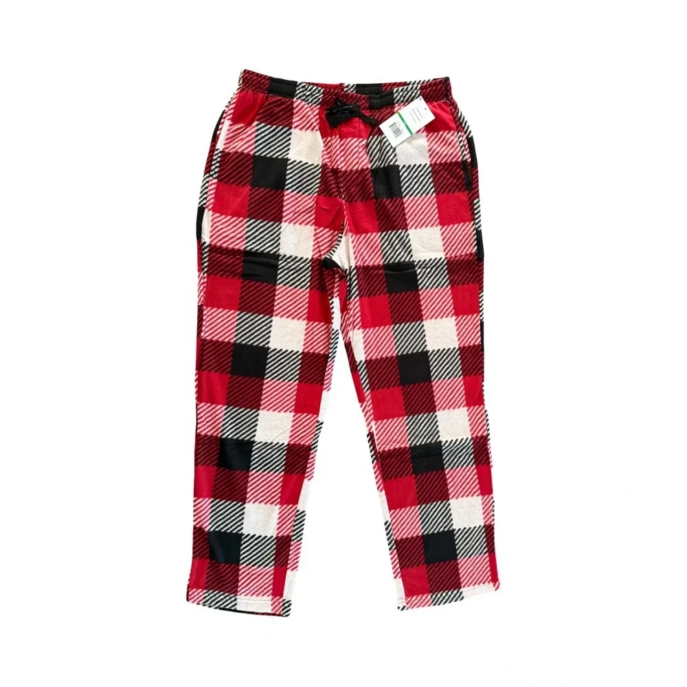 Perry Ellis Portfolio Fleece Plaid Sleep Lounge Pants NWT Size L